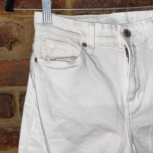 UniQlo White Wash Denim Wide Leg High Rise Raw Hem Cut-Off Jeans Women's Size 24 - Picture 4 of 11